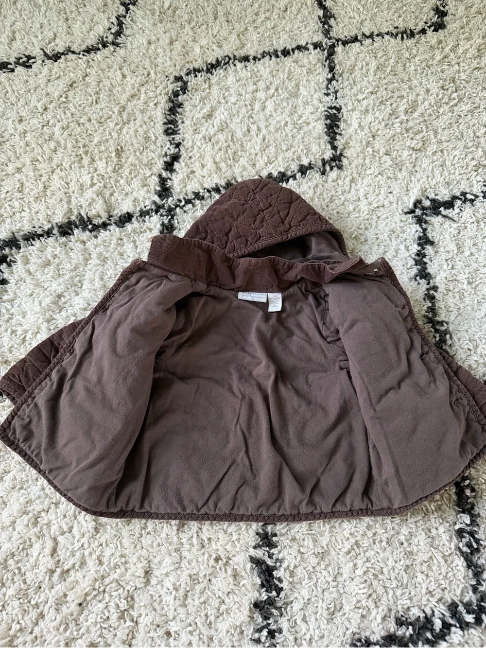 First Impressions Quilted Hooded Jacket in Dusty Mauve 18month